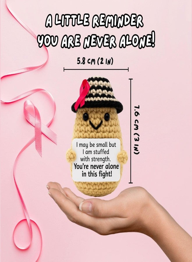 M.O.Q. Cancer Awareness Crochet Doll with Ribbon, Breast Cancer, Chemo, Inspirational Stocking Stuffer Gift for Women Her Mom Friend Coworker Positive Get Well Soon Handmade - Image 2